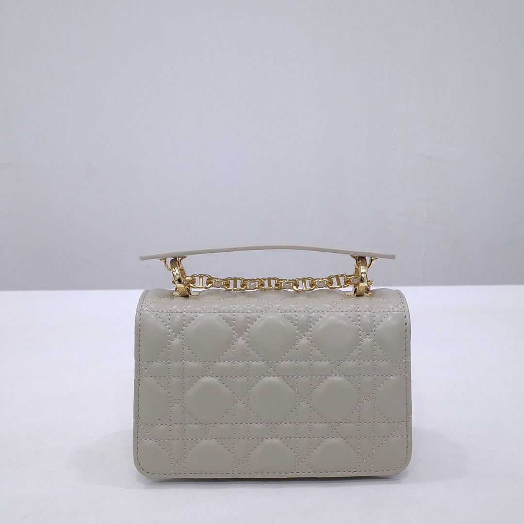 Mini Dior Jolie Top Handle Bag Warm Taupe Cannage Calfskin